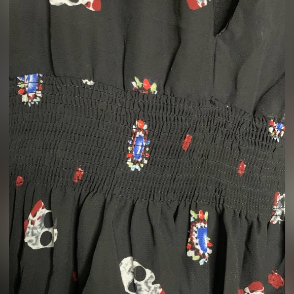 Seduction - Black Sleeveless Midi Dress With Skull Print And Open Back - XS - Picture 6 of 8